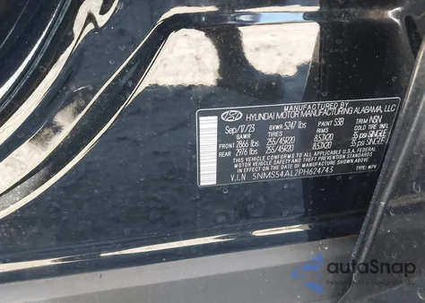 2023 Hyundai Santa Fe Calligraphy из США, поврежденный, VIN 5NMS54AL2PH624743